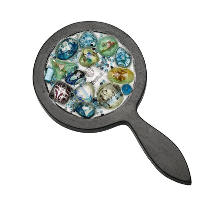 手鏡 黒 ミラー 袋付き 樹脂 オリジナル ハンドメイド TAMARUSAN