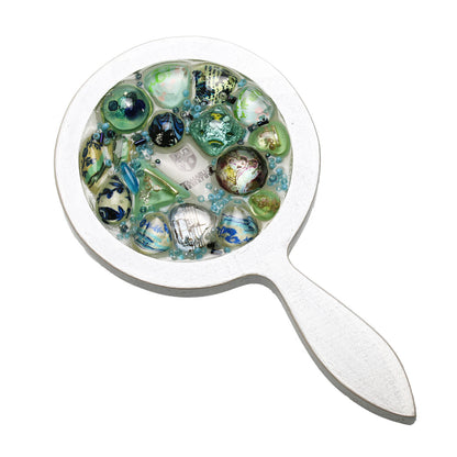 手鏡 白 ミラー 袋付き 樹脂 オリジナル ハンドメイド TAMARUSAN